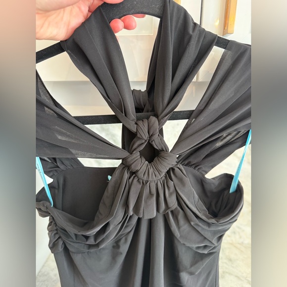 Marciano Black Draped Cutout Front Top BNWOT Size L Statement Piece - Picture 2 of 5